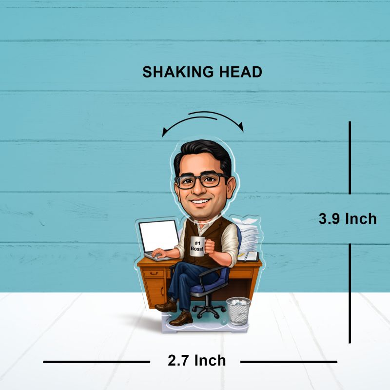 Personalized Boss Bobblehead Caricature with Solar Powered Moving Head Custom with Photo Office Desk & Car Dashboard Decor Birthday Gift for Boss, Friends & Colleagues